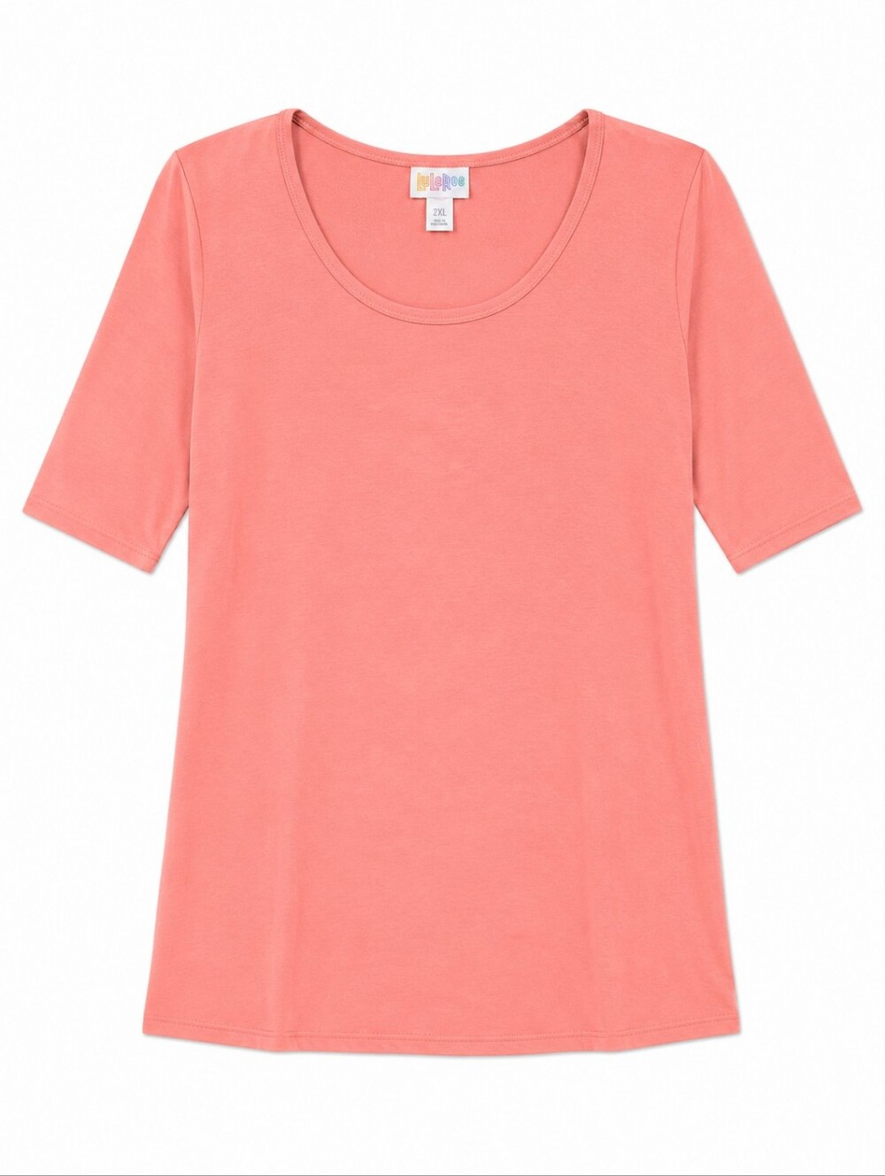 Lularoe Solid Melon Gigi Fitted Round Neck Elbow SleeveTop Size 2XL